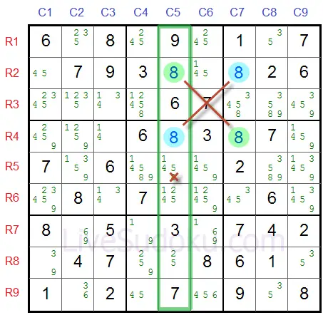 Кандидат 8, елиминиран от колона 5
